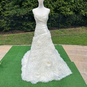 NWT Maggie Sottero Wedding Dress Strapless Satin Tulle Ivory Size 6